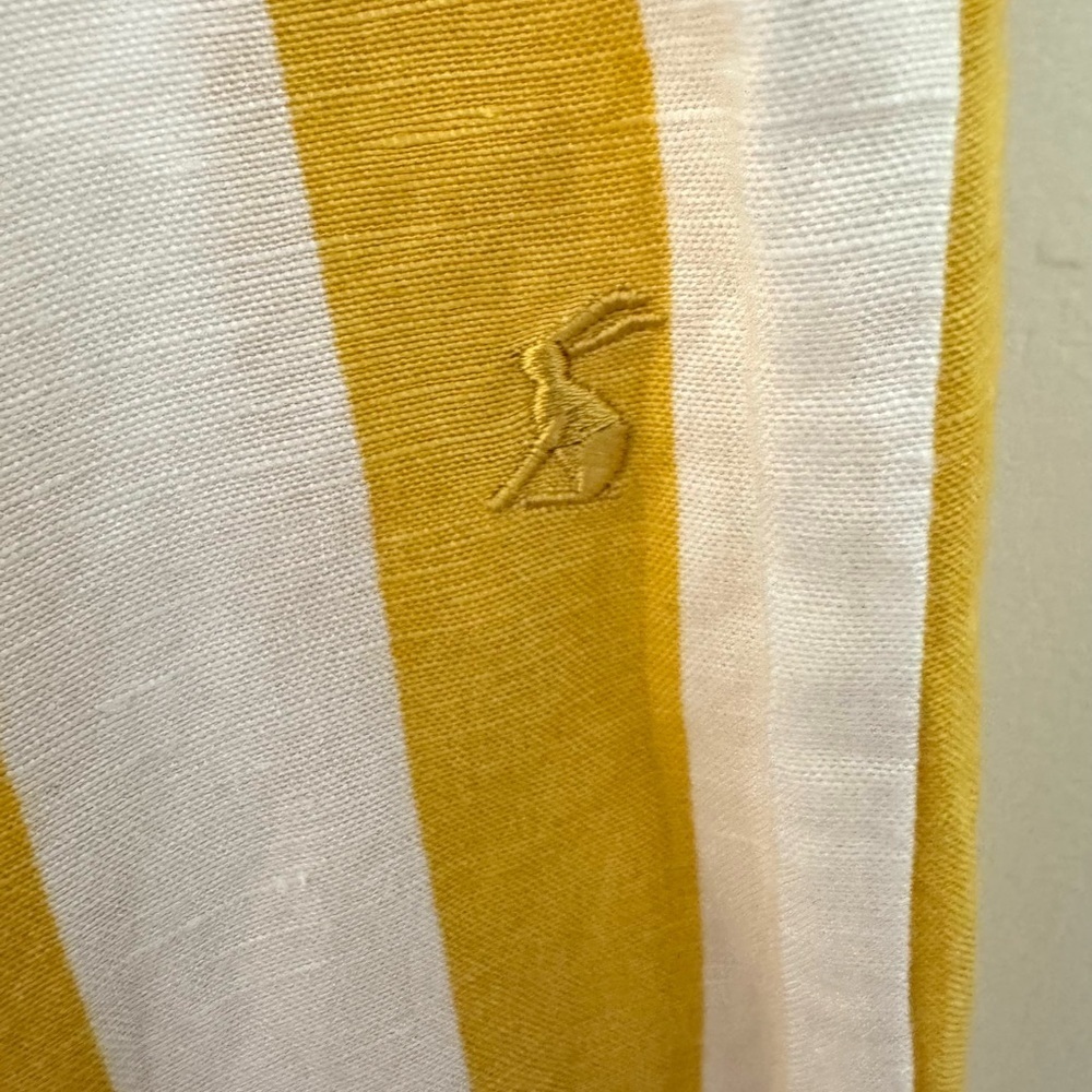 Joules Coretta Stripe High Rise Shorts in Yellow/White - Picture 6 of 11